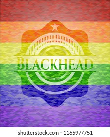 Blackhead on mosaic background with the colors of the LGBT flag