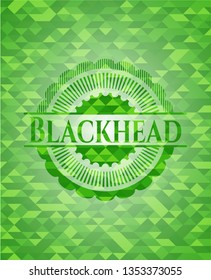 Blackhead realistic green emblem. Mosaic background