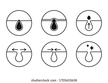 Blackheads and pores vector icons set