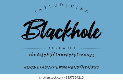 Blackhole Brush Script Font. Retro Typeface. Vector Illustration.