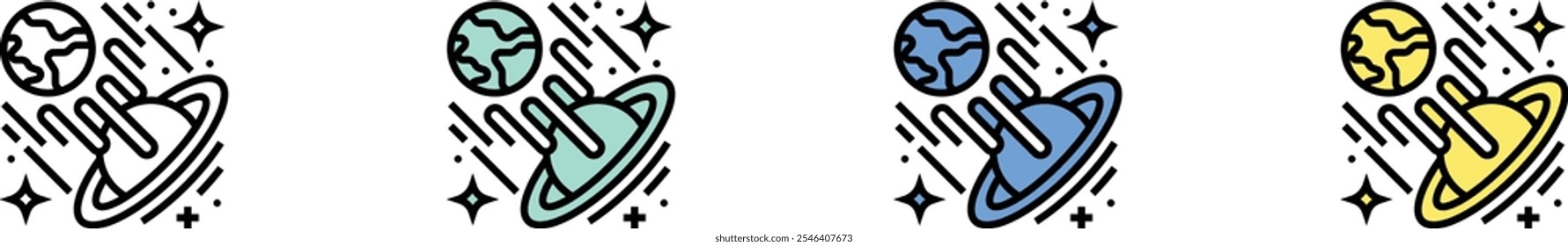 blackhole icon. Outline, Green, Blue and Yellow Style Design Isolated On White Background