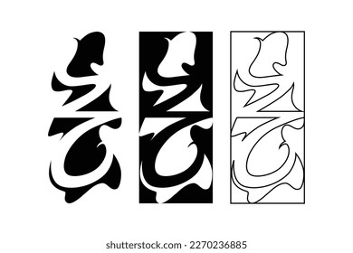 Blackink 3 mode. China style with arabic. Can as your logo, icon, symbol, wallpaper, background, elemenf. Editable.