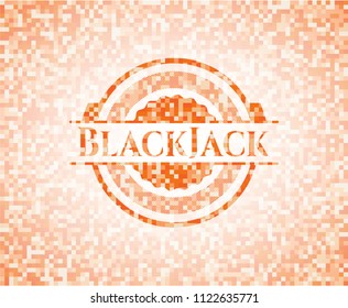 BlackJack abstract orange mosaic emblem