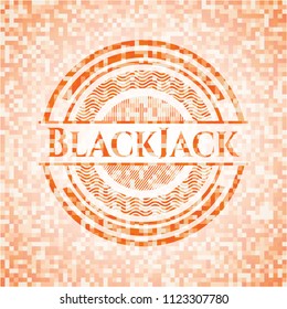 BlackJack abstract orange mosaic emblem