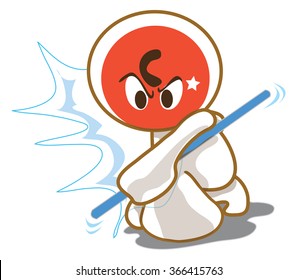 Blackjack acting to attack sport game, He is pantomime, Cartoon vector character design cute and funny background white color.