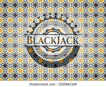 BlackJack arabic emblem. Arabesque decoration.