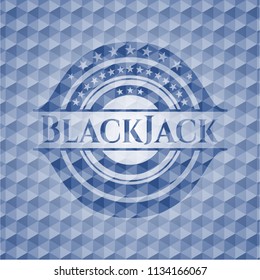 BlackJack blue badge with geometric pattern.