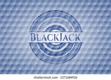BlackJack blue emblem with geometric background.