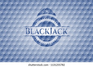 BlackJack blue emblem with geometric pattern background.