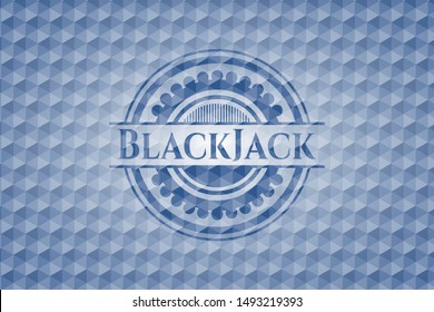 BlackJack blue polygonal emblem. Vector Illustration. Detailed.