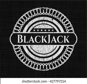 BlackJack chalk emblem, retro style, chalk or chalkboard texture
