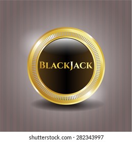 Emblema dorado brillante BlackJack