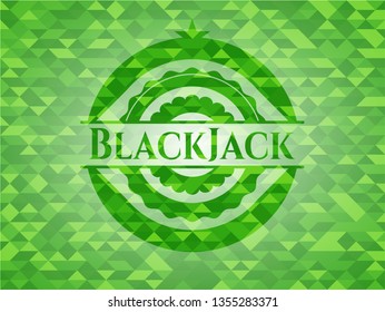BlackJack green emblem with triangle mosaic background