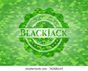 BlackJack green emblem with triangle mosaic background