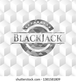 BlackJack grey badge with geometric cube white background