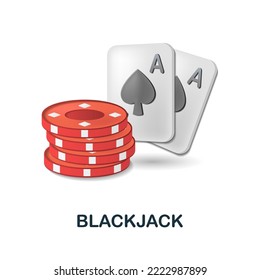 Blackjack icon. 3d illustration from table games collection. Creative Blackjack 3d icon for web design, templates, infographics and more