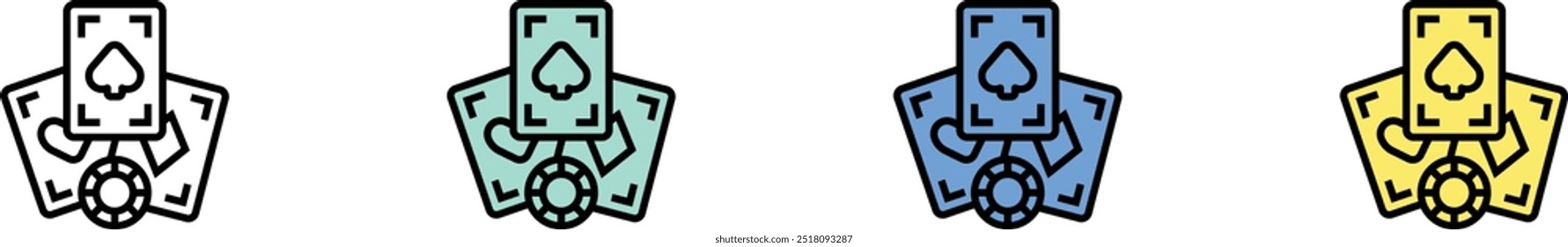 blackjack icon. Outline, Green, Blue and Yellow Style Design Isolated On White Background