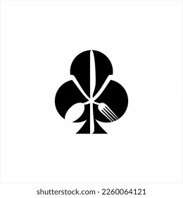 Blackjack logo design with spoon, fork and knife. The logo can be used for cafe, restaurant, poker club businesses.