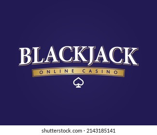 Blackjack Logo Sign On A Blue Background, Isolated. Card Casino Online Game. Vector Illustration