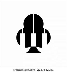 Blackjack piano logo template design combination with headset symbol. Vector illustration. Unique concept logo.