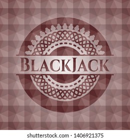 BlackJack red badge with geometric background. Seamless.