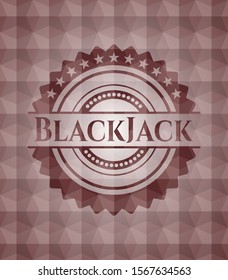BlackJack red emblem with geometric background. Seamless.