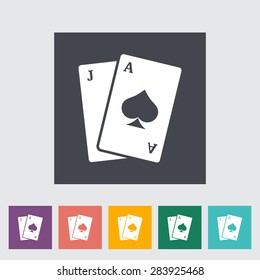 Blackjack. Single flat icon on the button. Vector illustration.