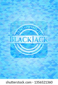 BlackJack sky blue emblem with triangle mosaic background