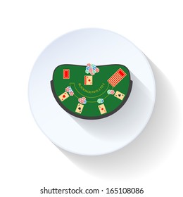 Blackjack table flat icon vector graphic design