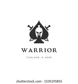 Blackjack Warrior Logo Vector Hipster Retro Vintage Label Illustration