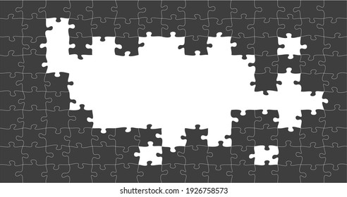 BlackJigsaw puzzle with pieces missing. solve the puzzle task, Stock Vector illustration