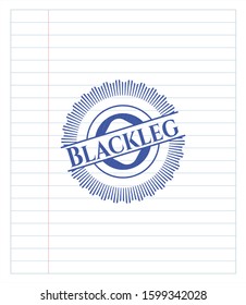 Blackleg emblem draw with pen effect. Blue ink. Vector Illustration. Detailed.