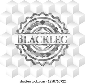 Blackleg grey emblem. Vintage with geometric cube white background