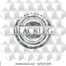 Blackleg realistic grey emblem with cube white background