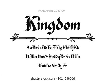 Blakklettergotische Schrift handgezeichnet Schriftart. Dekorative Vintage-Buchstaben.