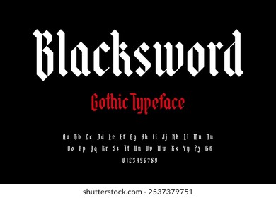 Blackletter Gothic Textura fuente de diseño de Vector vintage clásico auténtico.