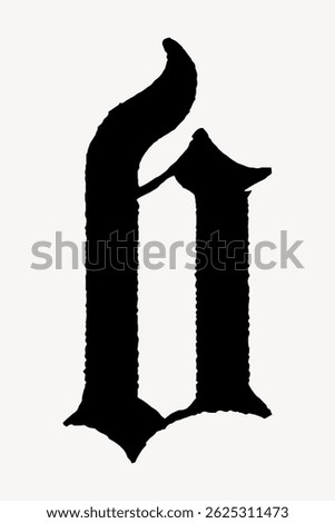 Blackletter 'h' in bold, Gothic style. The Gothic letter 'h' features sharp, bold lines. This bold Gothic 'h' is distinct and striking in blackletter form. Vintage font isolated vector.