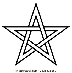 Black-line-Celtic-knot-pentagram-symbol-outline-icon-on-white-background. Clipart image isolated on background.