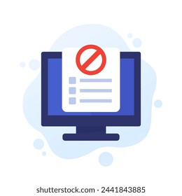 blacklist icon with computer, flat vector design