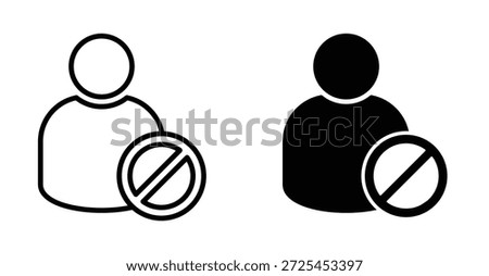 blacklist icon. Line with editable stroke and flat for Web user block symbol in black and white