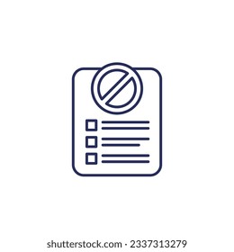 blacklist icon on white, line vector