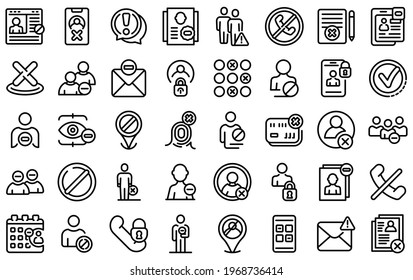 Blacklist icons set. Outline set of blacklist vector icons for web design isolated on white background