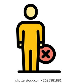 Blacklist person icon. Outline Blacklist person vector icon for web design isolated on white background color flat