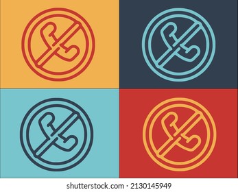 Plantilla de logotipo de llamada de rechazo de lista negra, icono plano simple, lista negra, teléfono, vector
