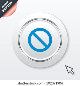 Blacklist sign icon. User not allowed symbol. White button with metallic line. Modern UI website button with mouse cursor pointer. Vector