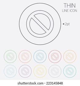 Blacklist sign icon. User not allowed symbol. Thin line circle web icons with outline. Vector