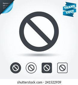 Blacklist sign icon. User not allowed symbol. Circle and square buttons. Flat design set. Thank you ribbon. Vector