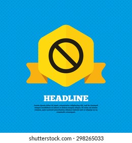 Blacklist sign icon. User not allowed symbol. Yellow label tag. Circles seamless pattern on back. Vector