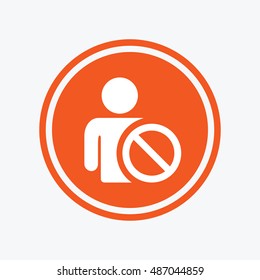 Blacklist sign icon. User not allowed symbol. Graphic design element. Flat blacklist symbol on the round button. Vector