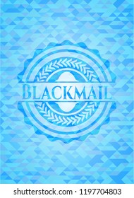 Blackmail light blue emblem with triangle mosaic background